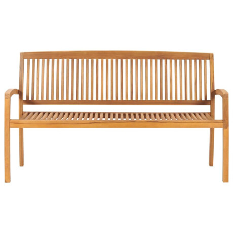 vidaXL Tuinbank 3-zits stapelbaar 159 cm massief teakhout afbeelding2 - 1