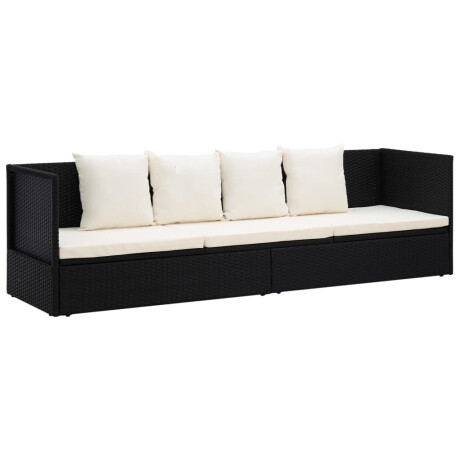 vidaXL Tuinbed met kussens poly rattan zwart afbeelding2 - 1