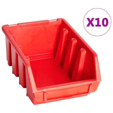 vidaXL 29-delige Opslagbakkenset met wandpanelen rood en zwart afbeelding2 - 1