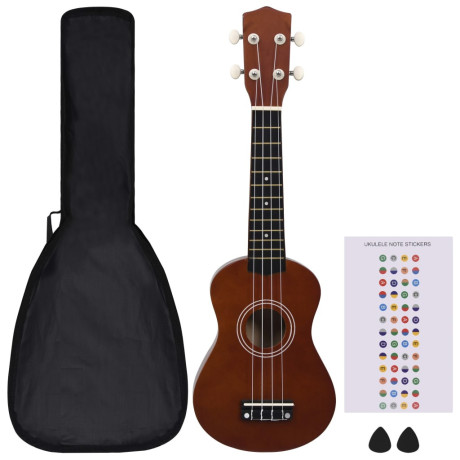 vidaXL Ukuleleset met tas voor kinderen sopraan 21'' donkerhoutkleurig afbeelding2 - 1