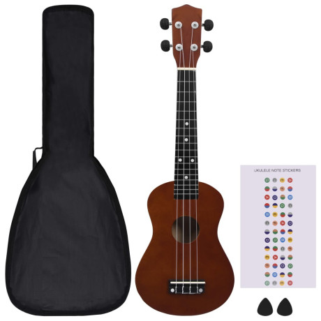 vidaXL Ukuleleset met tas voor kinderen sopraan 23'' donkerhoutkleurig afbeelding2 - 1