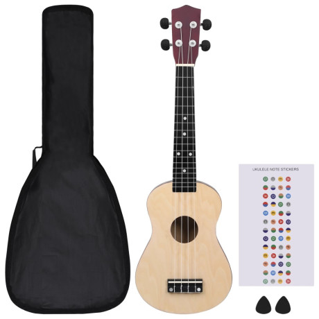 vidaXL Ukuleleset met tas voor kinderen sopraan 23'' lichthoutkleurig afbeelding2 - 1