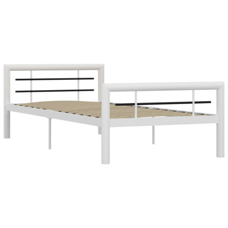 vidaXL Bedframe metaal wit en zwart 100x200 cm afbeelding2 - 1