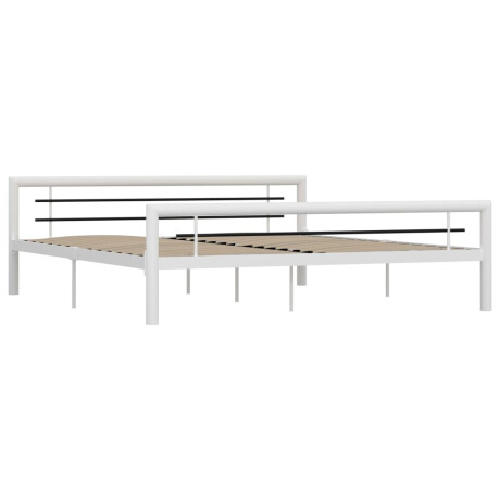 vidaXL Bedframe metaal wit en zwart 180x200 cm afbeelding2 - 1