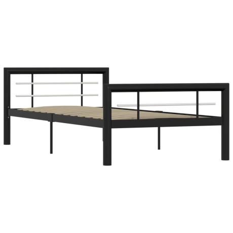 vidaXL Bedframe metaal zwart en wit 90x200 cm afbeelding2 - 1