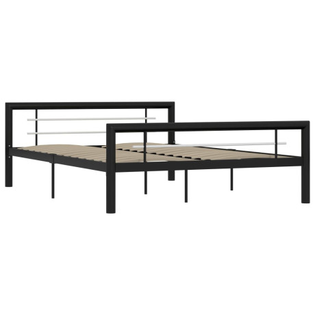 vidaXL Bedframe metaal zwart en wit 120x200 cm afbeelding2 - 1