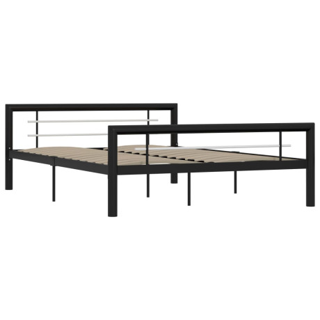 vidaXL Bedframe metaal zwart en wit 140x200 cm afbeelding2 - 1