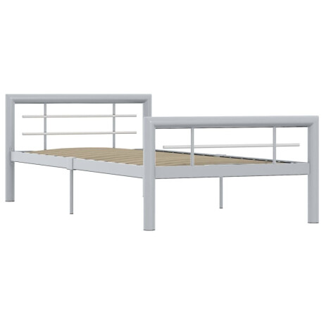 vidaXL Bedframe metaal grijs en wit 90x200 cm afbeelding2 - 1