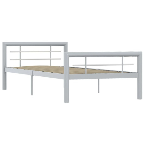 vidaXL Bedframe metaal grijs en wit 100x200 cm afbeelding2 - 1
