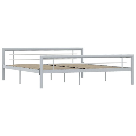 vidaXL Bedframe metaal grijs en wit 180x200 cm afbeelding2 - 1