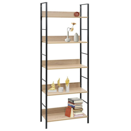 vidaXL Boekenkast 5 schappen 60x27,6x158,5 cm bewerkt hout eikenkleur afbeelding2 - 1