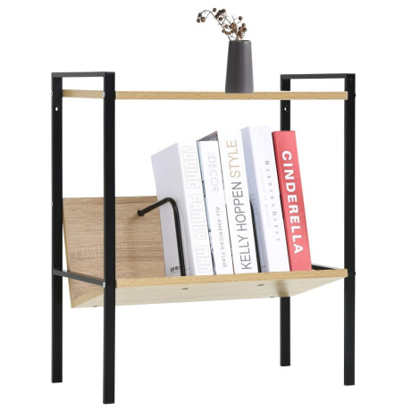 vidaXL Boekenkast 2 schappen 52x28x59 cm bewerkt hout zwart en eiken afbeelding2 - 1