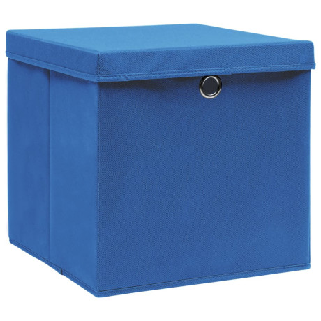 vidaXL Opbergboxen met deksel 10 st 32x32x32 cm stof blauw afbeelding2 - 1