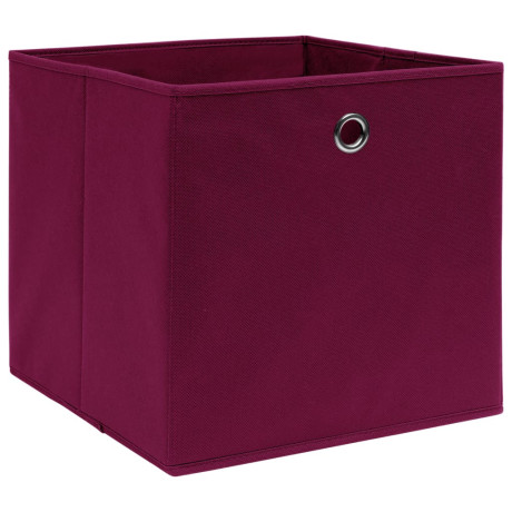 vidaXL Opbergboxen 4 st 32x32x32 cm stof donkerrood afbeelding2 - 1