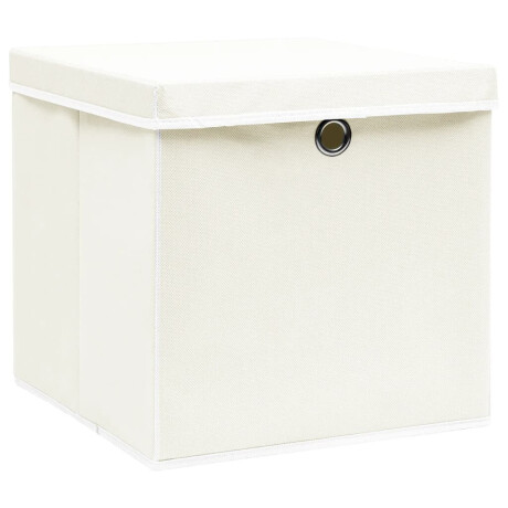 vidaXL Opbergboxen met deksel 4 st 32x32x32 cm stof wit afbeelding2 - 1