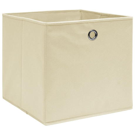 vidaXL Opbergboxen 10 st 32x32x32 cm stof crèmekleurig afbeelding2 - 1