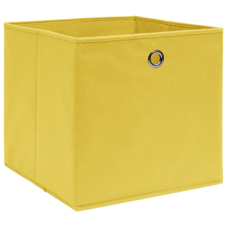vidaXL Opbergboxen 4 st 32x32x32 cm stof geel afbeelding2 - 1