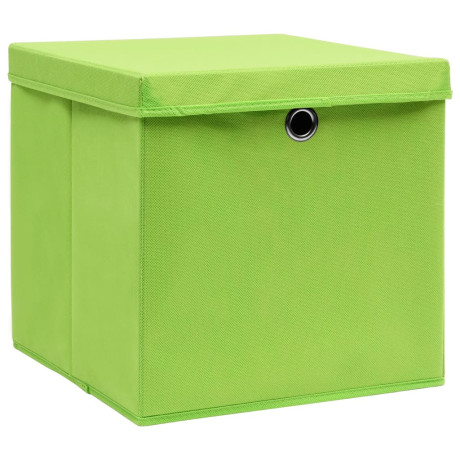 vidaXL Opbergboxen met deksel 4 st 32x32x32 cm stof groen afbeelding2 - 1