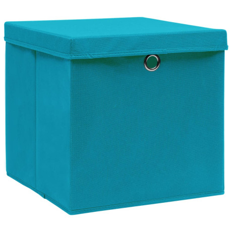 vidaXL Opbergboxen met deksel 10 st 32x32x32 cm stof babyblauw afbeelding2 - 1