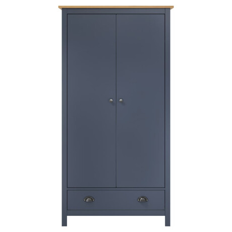 vidaXL Kledingkast Hill 2 deuren 89x50x170 cm massief grenenhout grijs afbeelding2 - 1