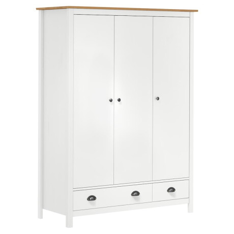 vidaXL Kledingkast Hill 3 deuren 127x50x170 cm massief grenenhout wit afbeelding2 - 1