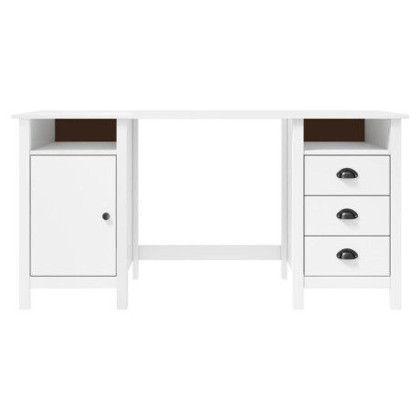 vidaXL Bureau Hill 150x50x74 cm massief grenenhout wit afbeelding2 - 1