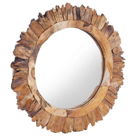 vidaXL Wandspiegel rond 60 cm teakhout afbeelding2 - 1