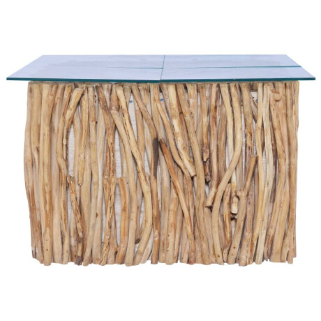 vidaXL Salontafel met glazen blad 66x66x40 cm massief teakhout afbeelding2 - 1
