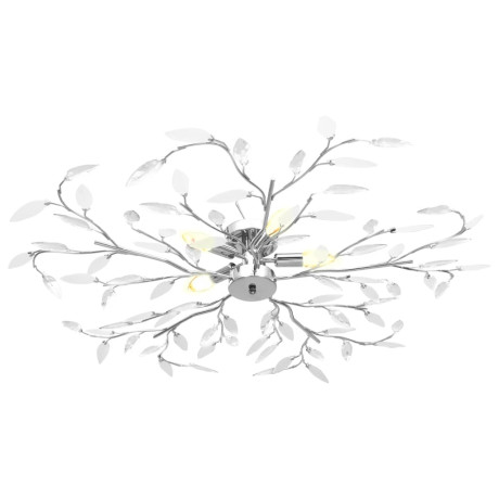vidaXL Plafondlamp met acryl kristallen bladarmen voor 5xE14 wit afbeelding2 - 1