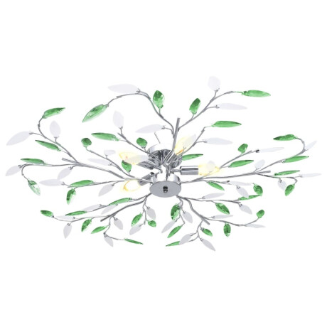 vidaXL Plafondlamp met acryl kristallen bladarmen voor 5xE14 groen afbeelding2 - 1