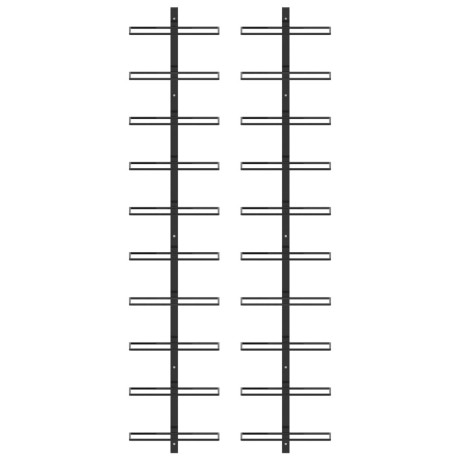 vidaXL Wijnrekken voor 20 flessen wandmontage 2 st metaal zwart afbeelding2 - 1