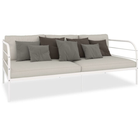 vidaXL Bedbank metaal wit 90x200 cm afbeelding2 - 1