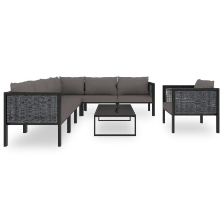 vidaXL 8-delige Loungeset met kussens poly rattan antraciet afbeelding2 - 1