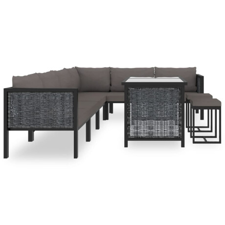 vidaXL 9-delige Loungeset met kussens poly rattan antraciet afbeelding2 - 1