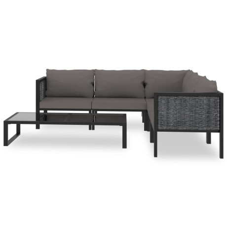 vidaXL 6-delige Loungeset met kussens poly rattan antraciet afbeelding2 - 1