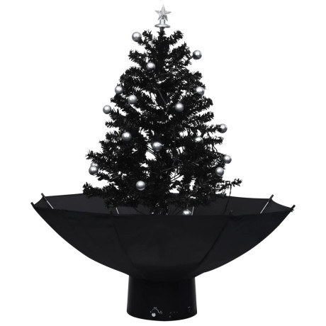 vidaXL Kerstboom sneeuwend met paraplubasis 75 cm PVC zwart afbeelding2 - 1