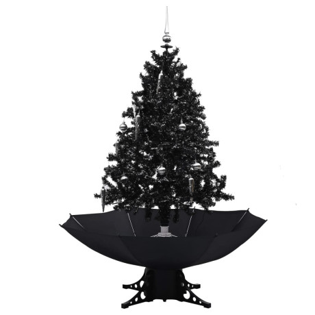 vidaXL Kerstboom sneeuwend met paraplubasis 140 cm PVC zwart afbeelding2 - 1