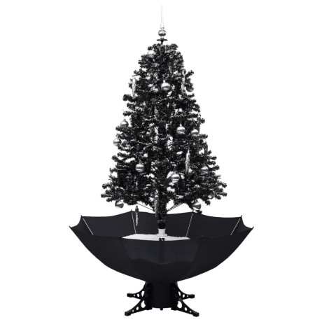 vidaXL Kerstboom sneeuwend met paraplubasis 170 cm PVC zwart afbeelding2 - 1