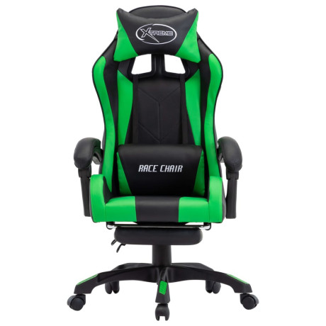 vidaXL Racestoel met voetensteun kunstleer groen en zwart afbeelding2 - 1