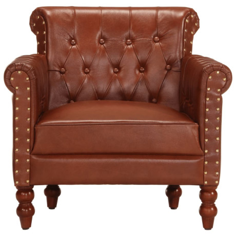 vidaXL Fauteuil echt geitenleer bruin afbeelding2 - 1