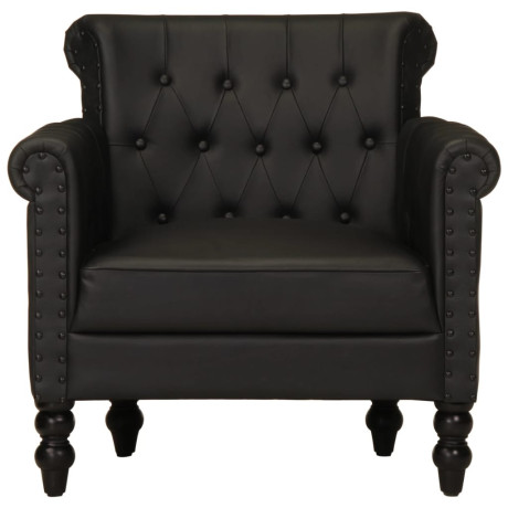 vidaXL Fauteuil echt geitenleer zwart afbeelding2 - 1