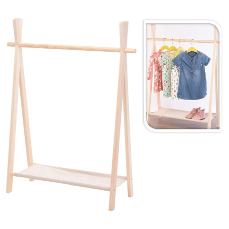 Storage solutions Kinderkledingrek met 1 schap grenenhout afbeelding2 - 1