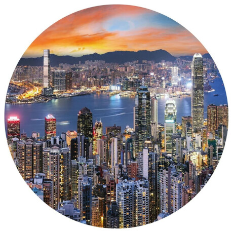 WallArt Behangcirkel Skyline by Night 190 cm afbeelding2 - 1