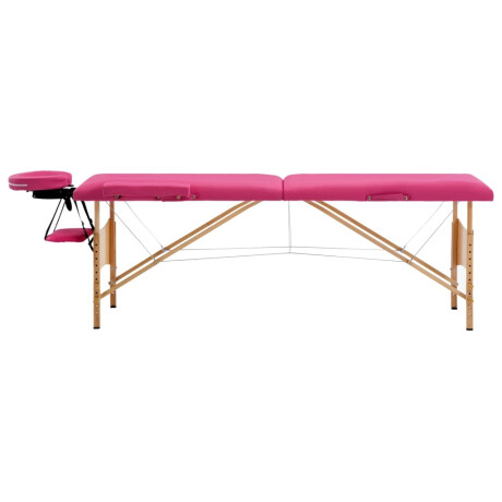 vidaXL Massagetafel inklapbaar 2 zones hout roze afbeelding2 - 1