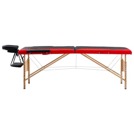 vidaXL Massagetafel inklapbaar 2 zones hout zwart en rood afbeelding2 - 1