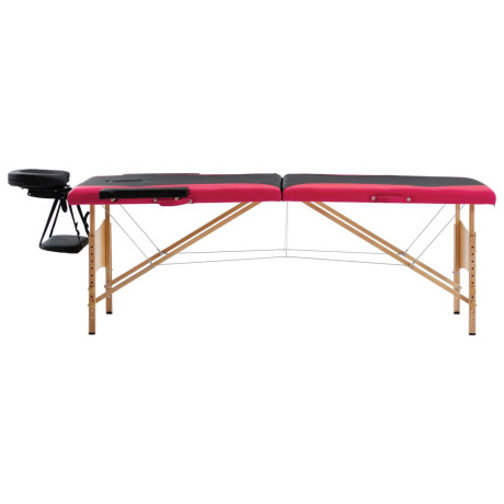 vidaXL Massagetafel inklapbaar 2 zones hout zwart en roze afbeelding2 - 1