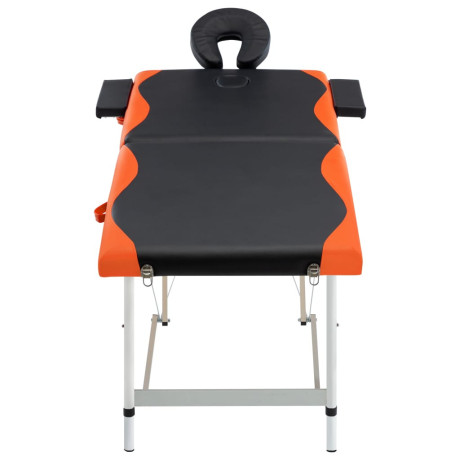 vidaXL Massagetafel inklapbaar 2 zones aluminium zwart en oranje afbeelding2 - 1