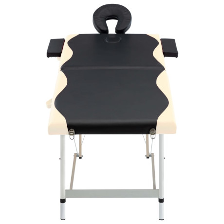 vidaXL Massagetafel inklapbaar 2 zones aluminium zwart en beige afbeelding2 - 1