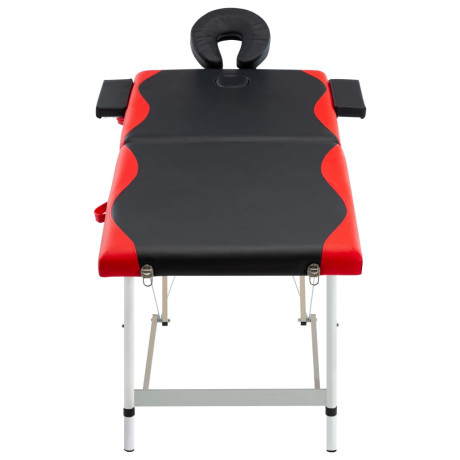 vidaXL Massagetafel inklapbaar 2 zones aluminium zwart en rood afbeelding2 - 1