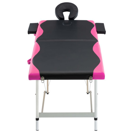 vidaXL Massagetafel inklapbaar 2 zones aluminium zwart en roze afbeelding2 - 1